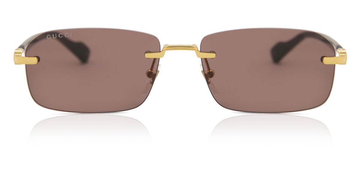 Gucci GG1221S 002 Rectangle Gold Sunglasses | SmartBuyGlasses UK