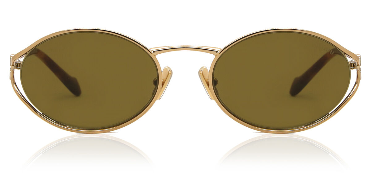 Miu Miu MU52YS 7OE01T Oval Brass Gold Sunglasses | SmartBuyGlasses UK