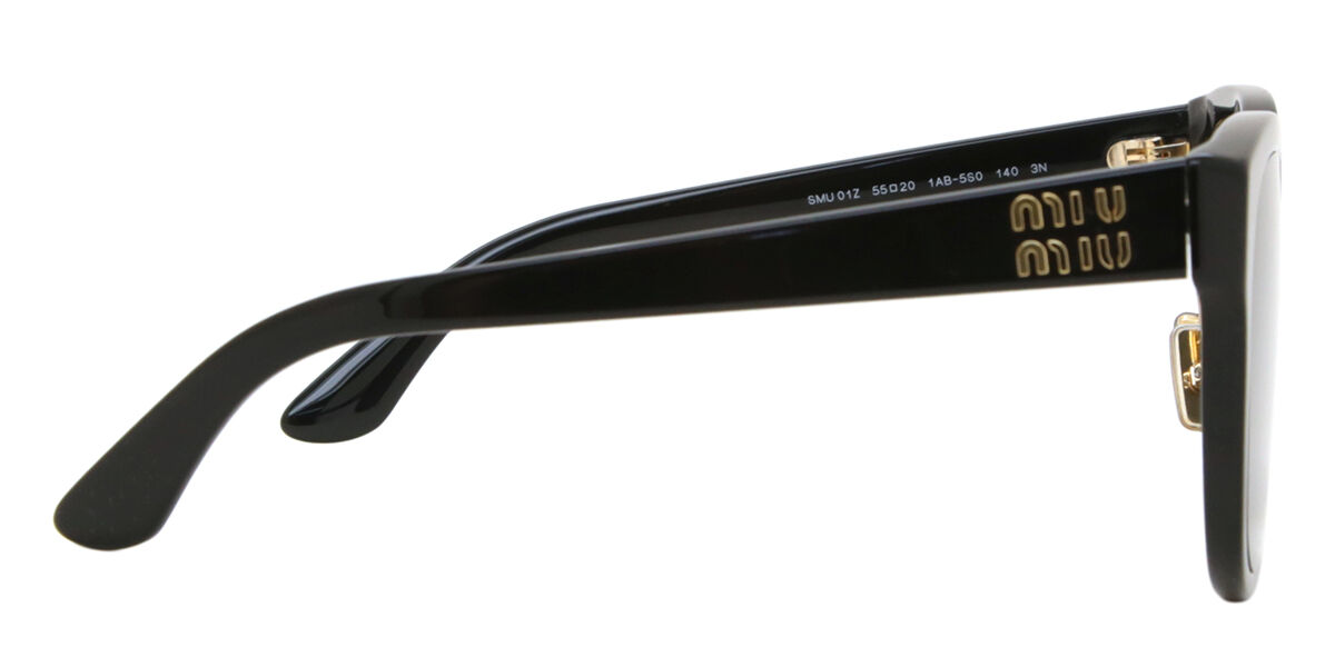 Miu Miu MU01ZS 1AB5S0 Square Black Sunglasses | SmartBuyGlasses UK