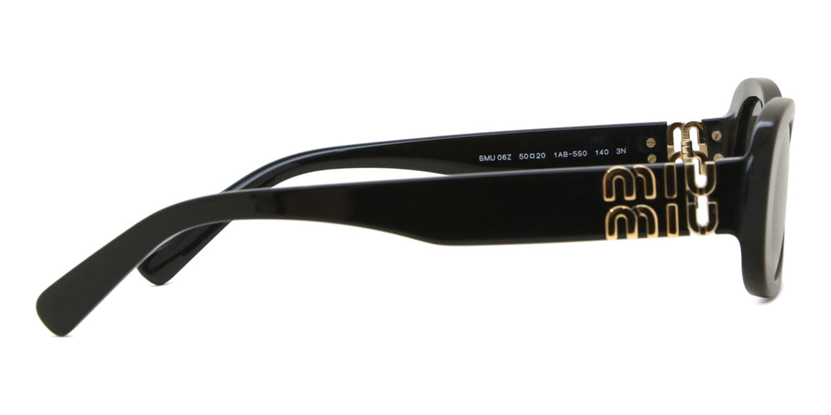 Miu Miu MU06ZS 1AB5S0 Oval Black Sunglasses | SmartBuyGlasses UK