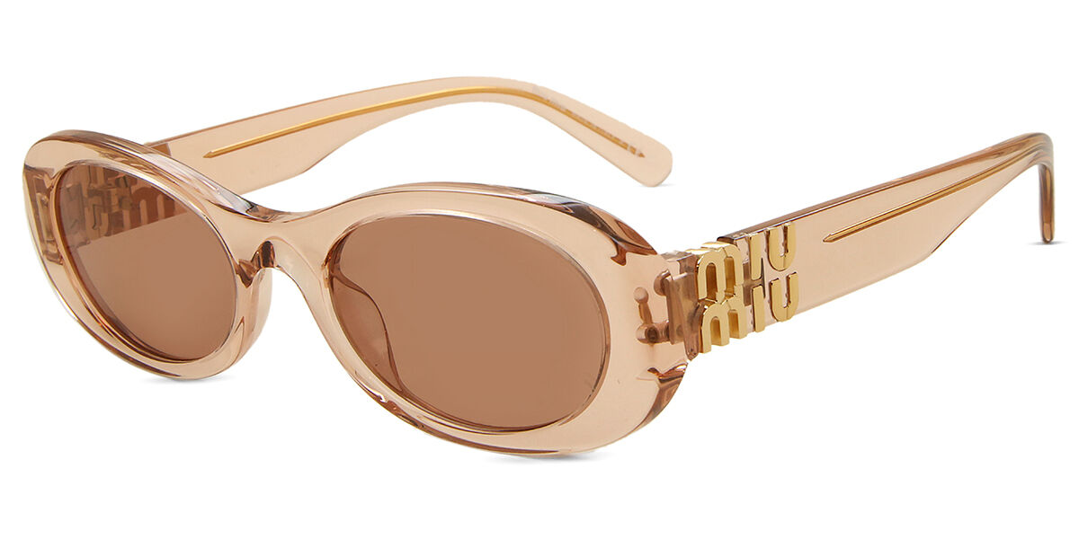 Miu Miu MU06ZS 13T1P1 Oval Transparent Hazelnut Brown Sunglasses