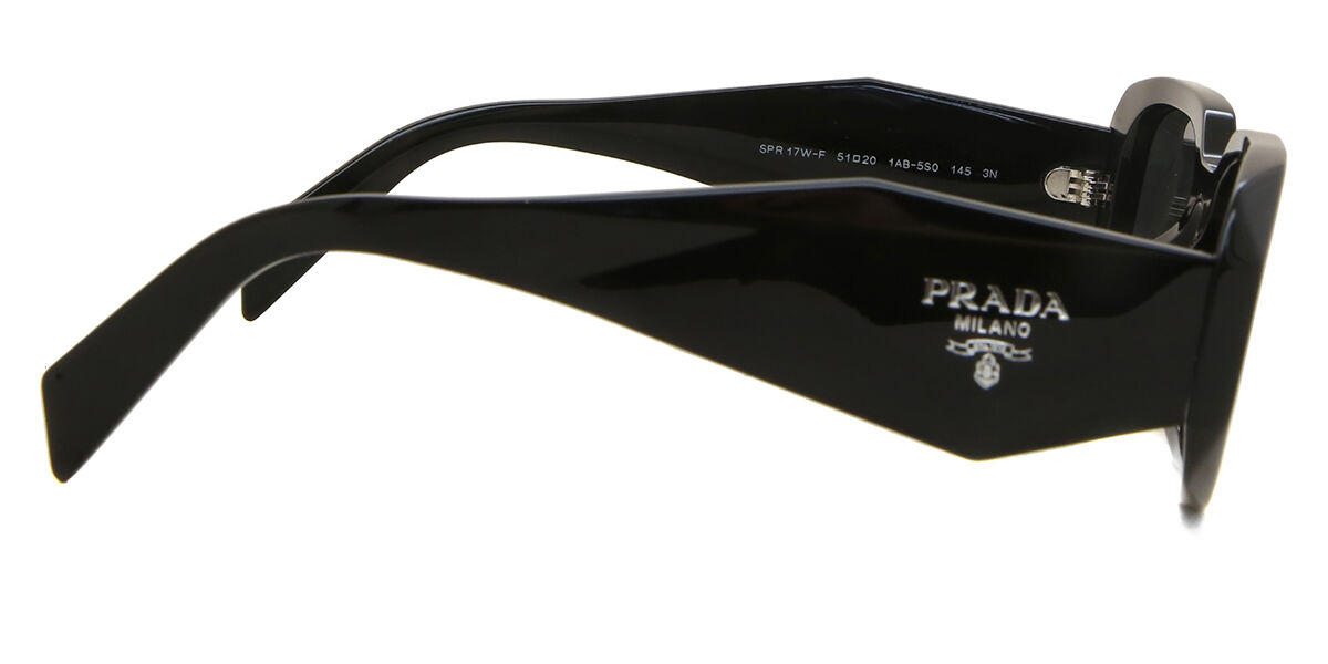 Prada PR 17WSF Symbole Asian Fit 1AB5S0 Rectangle Black Sunglasses