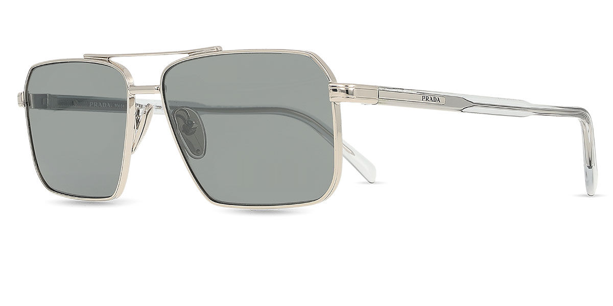 Prada PR A57S 1BC175 Pilot Silver Sunglasses | SmartBuyGlasses UK