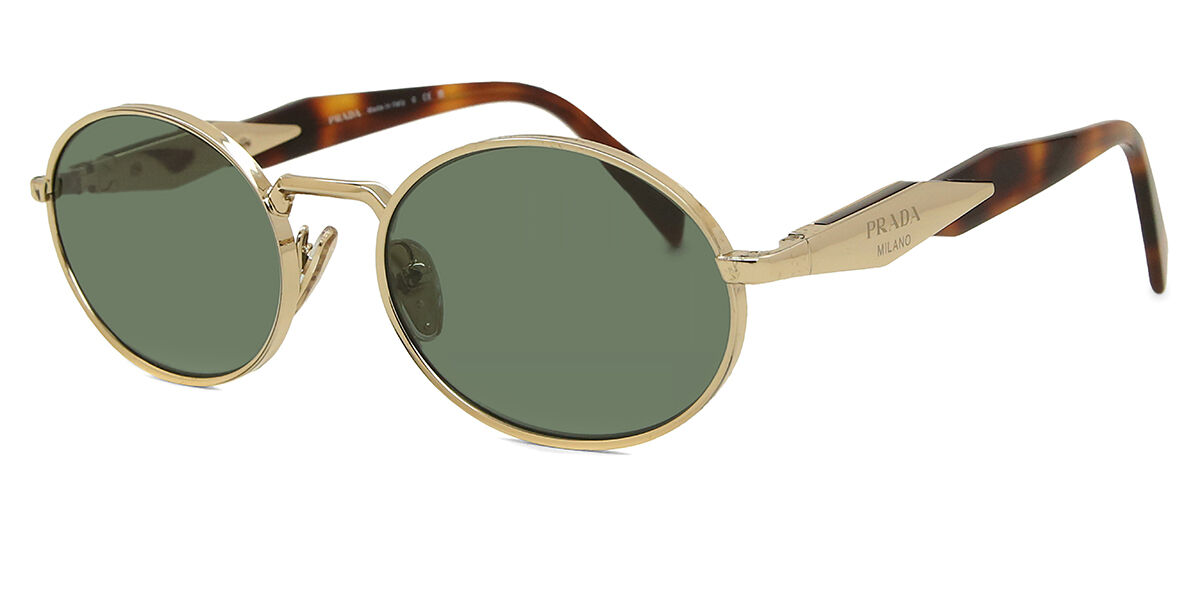 Prada PR 65ZS ZVN70L Oval Gold Sunglasses | SmartBuyGlasses UK