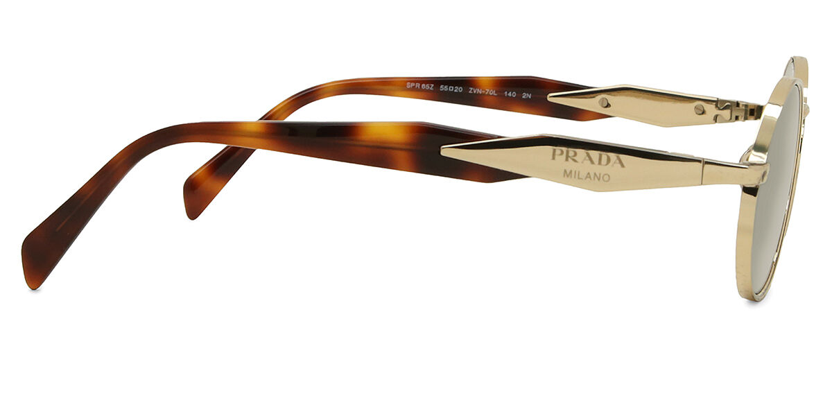 Prada PR 65ZS ZVN70L Oval Gold Sunglasses | SmartBuyGlasses UK