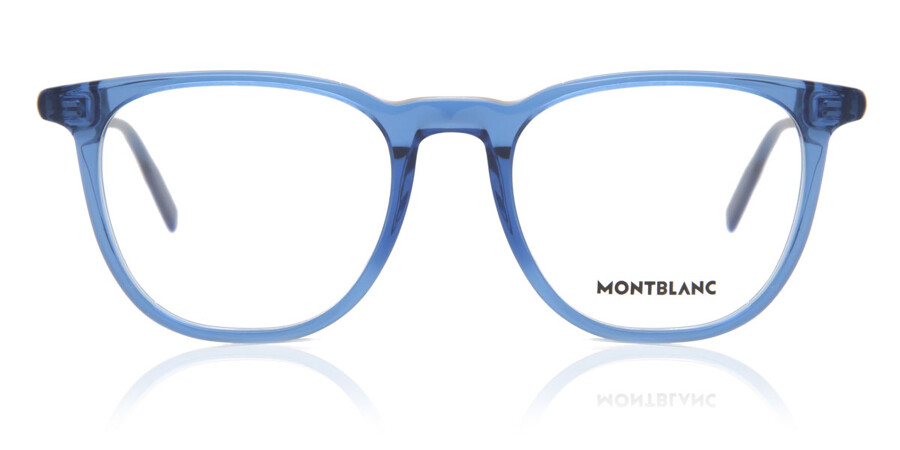 Montblanc MB0010O 017 Square Transparent Shiny Blue Eyeglasses ...