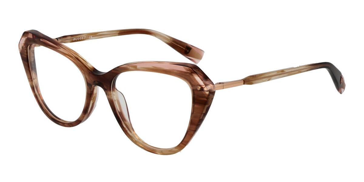 Bulget BG6499 P02 Cat Eye Shiny Striped Brown Pink Laminate Eyeglasses ...