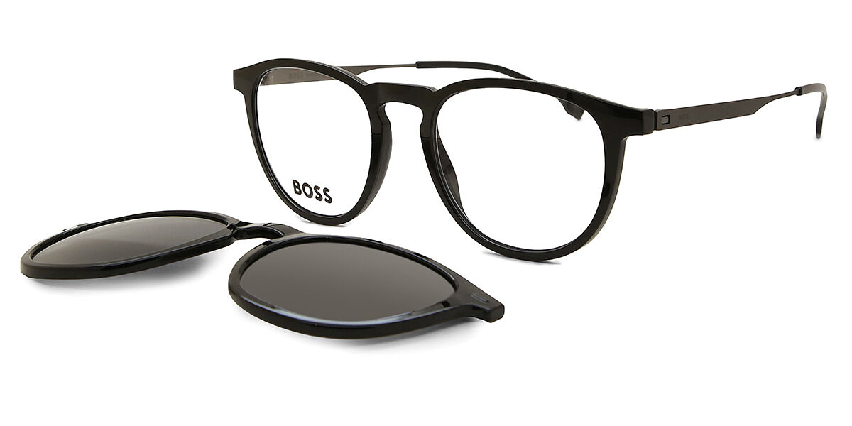 Boss 1640/CS with Clip-On 284/LB Oval Black Eyeglasses